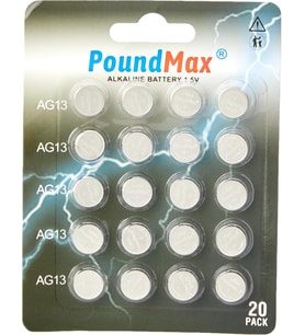 Lexroo 20 X LR44 AG13 1,5 V Alkalin Düğme Pil, Cıvasız, Sızdırmaz, Uzun Süreli Dayanıklılık