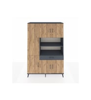 Hyperion Dolap 10 Raflı Tek Çekmeceli 6 Kapaklı 132x44x195 Antrasit-Çam/Antrasit