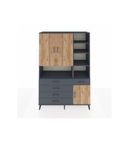 Hyperion Dolap 8 Raflı 5 Çekmeceli 3 Kapaklı 132x44x195 Antrasit-Çam/Antrasit