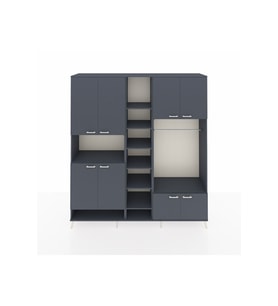 Hyperion Dolap 18 Raflı 8 Kapaklı Tek Askılı 220x44x243 Antrasit-Antrasit/Antrasit