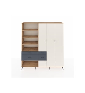Hyperion Dolap 14 Raflı 4 Çekmeceli 4 Kapaklı 220x44x243 Çam-Aytaşı/Antrasit