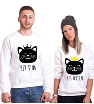 Tshirthane Cat King Cat Queen Sevgili Kombinleri Sweatshirt Kombini (Tek Ürün Fiyatıdır.)