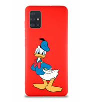 Samsung Galaxy M31S Soft Premier Kapak Donald Duck-D Tasarımlı Silikon Kılıf - Kırmızı (Şeffaf)