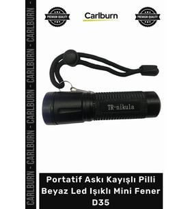 #Fener Kamp Avcılık Piknik Ekipmanı Portatif Askı Kayışlı Pilli Beyaz Led Işıklı Mini Fener D35