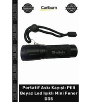 #Fener Kamp Avcılık Piknik Ekipmanı Portatif Askı Kayışlı Pilli Beyaz Led Işıklı Mini Fener D35