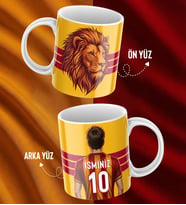 Kişiye Özel İsim Ve Numara Baskılı Sarı Kırmızı Tasarımlı Kupa Bardak - Hediyelik