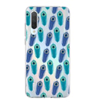 PrintiFy Xiaomi Mi 9 Lite ile Uyumlu 1mm Slim Fit Nazar Boncuğu 4 Baskılı Şeffaf  Kılıf