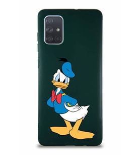 Samsung Galaxy A71 Soft Premier Kapak Donald Duck-D Tasarımlı Silikon Kılıf - Yeşil (Şeffaf)