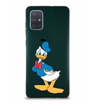Samsung Galaxy A71 Soft Premier Kapak Donald Duck-D Tasarımlı Silikon Kılıf - Yeşil (Şeffaf)