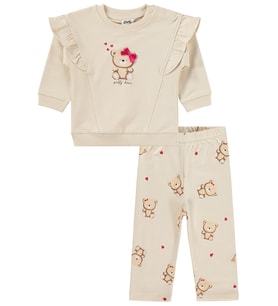 Civil Baby Fiyonklu Ayıcık Baskılı 6-18 Ay Takım - Bej
