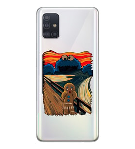 Samsung Galaxy A51 Uyumlu Susam Sokağı Kurabiye Canavarı Tasarımlı Şeffaf Telefon Kılıfı