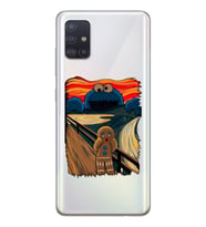 Samsung Galaxy A51 Uyumlu Susam Sokağı Kurabiye Canavarı Tasarımlı Şeffaf Telefon Kılıfı