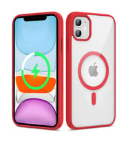 Vendas iPhone 11 Uyumlu ( iPhone 11 ) Ege Serisi Magsafe Wireless Şarj Özellikli Silikon Kılıf (Kırmızı)