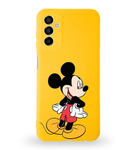 Samsung Galaxy M23 Uyumlu Lansman Kılıf Altı Kapalı İçi Kadife  Mickey Mouse-D Tasarımlı  Kapak (Şeffaf)