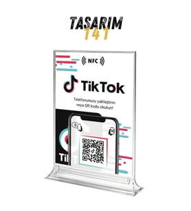 Masa Üstü NFC ve QR Kodlu TikTok Takip Standı Föylük TASARIM 141