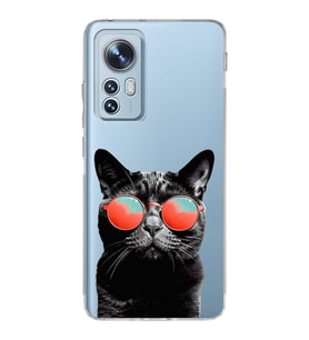 PrintiFy Xiaomi Mi 12 Pro ile Uyumlu Kedi 3 Kamera Korumalı Şeffaf Kılıf