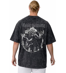 Iron Maiden Rock Metal Müzik Grubu Sırt Baskılı Unisex Oversize Vintage Yıkamalı Tişört
