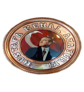 Bakır Tablo Bakır Duvar Tablosu Mustafa Kemal ATATÜRK Model 25 cm Ebatlı Özel El İşçiliği Safir Çay Kazanları