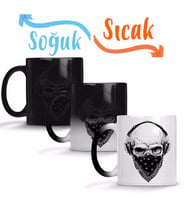 Skull Branca Feminina e Masculina Sihirli Kupa Bardak Porselen