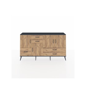 Arges Konsol 4 Raflı 5 Çekmeceli 4 Kapaklı 176x30x99 Antrasit-Çam