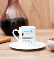 Kişiye Özel Twitter Tasarım Fotoğraflı Beyaz Türk Kahvesi Fincanı