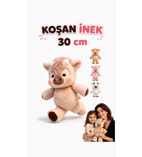 Koşan inek 30 cm beyaz renk sevimli peluş inek corci