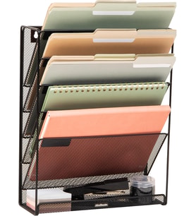 Floor oder Mounted Magazine Rack, Black Metal Mesh