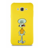 Samsung Galaxy J7 Core Soft Premier Kapak Squidward Dokunaç Tasarımlı Silikon Kılıf - Sarı (Şeffaf)