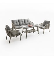 Capri Swing Artemis Üçlü Rattan Balkon Bahçe Takımı  Gri