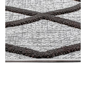 Makine Kaymaz Yıkanabilir Gri Geometrik Triko Salon Halısı Mutfak Halısı Koridor Halısı Yolluk 11414K