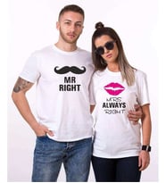 Tshirthane Mr..Right Mrs.. Always Right Sevgili Kombinleri Tshirt Kombini (Tek Ürün Fiyatıdır.)