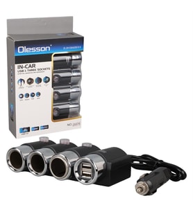 Ayt Olesson 1508 12-24V 3Lü Çift Usbli 120W 80 Cm Kablolu Araç Oto Tır Çakmak Çoklayıcı Çakmaklık Çoğaltıcı