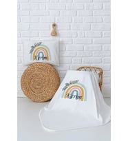 Pia Baby Premium %100 Pamuk Çift Kat Penye Battaniye ve Yastık Kılıfı Yenidoğan Bebek Hediyesi 5074-10 (Ekru)