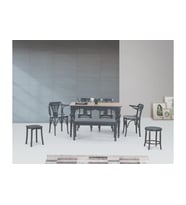 TOLEDO MASA + DEKOPAJLI SANDALYE, TABURE VE BANK TAKIMI, GRİ ANTRASİT, 125x80 (Siyah)