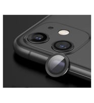 Apple iPhone 11 Kamera Koruyucu Lens Mercek Metal Çerçeveli 2li Set Siyah Black