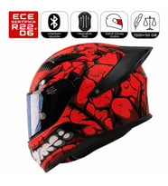 FX211X Fantastic Kırmızı Motosiklet Kaskı Spoiler Mod Güneş Vizörlü Full Face Kask