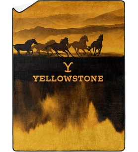 Yellowstone Büyük Boy İpek Dokunuşlu Şerpa Battaniye, 152,4 cm x 203,2 cm, Vahşi Atlar