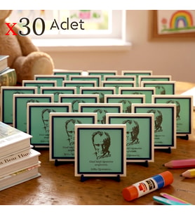 Yıl Sonu Karne Hediyesi Atatürk Silüetli 30'lu Set, Öğrencilerin İsmi Yazılı Masaüstü Obje, 10x10 cm