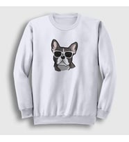Presmono Unisex Beyaz French Bulldog Köpek Sweatshirt 401619tt (Beyaz)