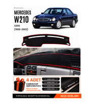 e-biz MERCEDES W210 E200 (1995-2002) Uyumlu Torpido Örtüsü, Torpido Kılıfı - Siyah-Kırmızı - MB012