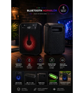 Taşınabilir Kablosuz Bluetooth Hoparlör– USB & TF Kart Destekli – Yüksek Ses Kalitesi
