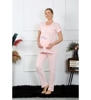 Akbeniz Kadın Kısa Kol Hamile Lohusa Pijama Takımı Pudra 45210