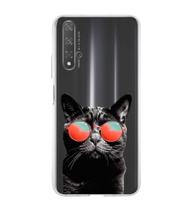 PrintiFy Huawei Nova 5T ile Uyumlu 1mm Slim Fit Kedi 3 050d Baskılı Şeffaf  Kılıf