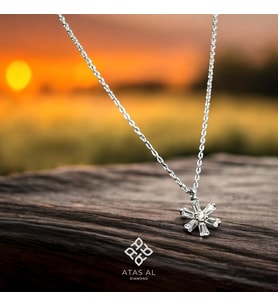 925 Gümüş Kar Tanesi Kolye Minimal Taşlı
