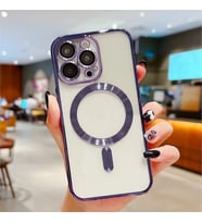 Coverzone iPhone 14 Pro ile uyumlu Kamera Korumal? K?l?f Magsafe ile uyumlu Wireless ?arj �zellikli PowerMagnet Stylish Silikon K?l?f Ye?il (mor, iPhone 14 Pro)