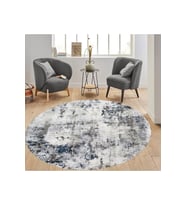 Eliana Home Baskılı, Yıkanabilir Kaymaz Taban Yuvarlak Halı LNA7322-SD1123 120x120 cm (Gri)