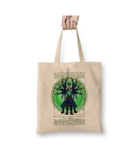 Doctor Strange Vitruvian Magician Beyaz Bez Çanta Uzun Saplı Alışveriş Çantası Plaj Çantası