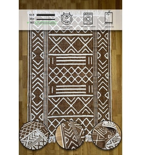 Çift Taraflı Yıkanabilir Saçaklı Salon Mutfak Yolluk Kilim KAHVE1 80 x 150