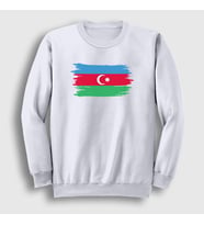Presmono Unisex Beyaz Bayrak Flag Azerbaycan Azerbaijan Sweatshirt 536498tt (Beyaz)