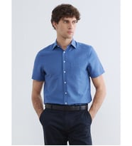 LCW BUSINESS İndigo Regular Fit Ekose Armürlü Erkek Gömlek